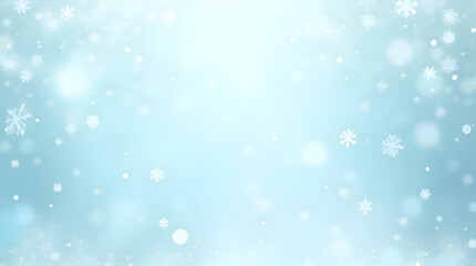 Fototapeta premium Soft Winter Snowflake Background with Frosty Light Blue Bokeh Effect