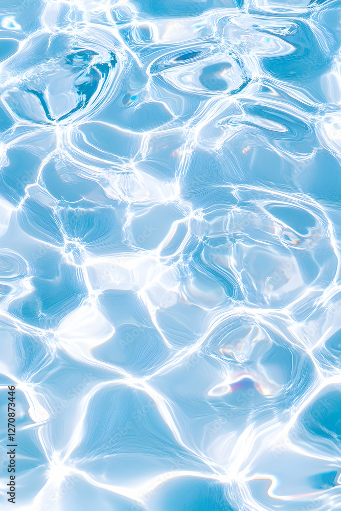 Aufkleber light refracts in blue pool water, creating abstract patterns. use for backgrounds