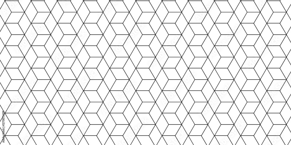 Fototapete Vector grid metal gradient science web tech connection triangle diamond honeycomb hexagon art. Seamless pattern with hexagon square cube geometric pattern shapes grid metal element texture design.	
