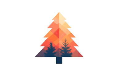 Obraz premium Abstract Christmas tree with forest inside for cards and seasonal graphic design