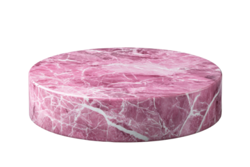 A stunning pink marble round platform showcasing elegant patterns, ideal for product presentation or artistic displays.