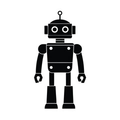 funny cartoon robot with blank screen