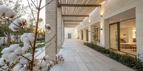 Obraz premium Elegant Architectural Spaces with White Delicate Cotton Texture Background for Modern Design and Interior Photography