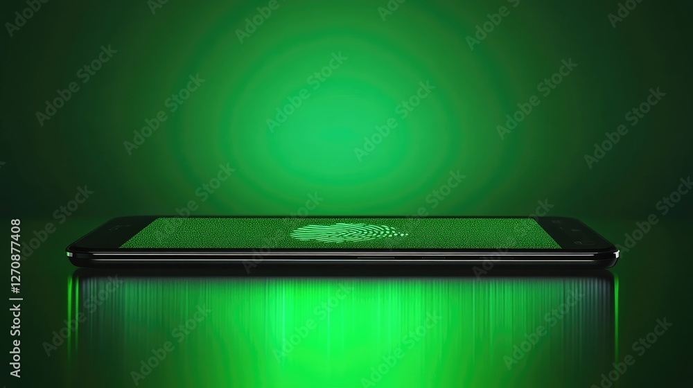 Aufkleber tablet with an advanced security system and fingerprint scanner, displayed on a green background, re