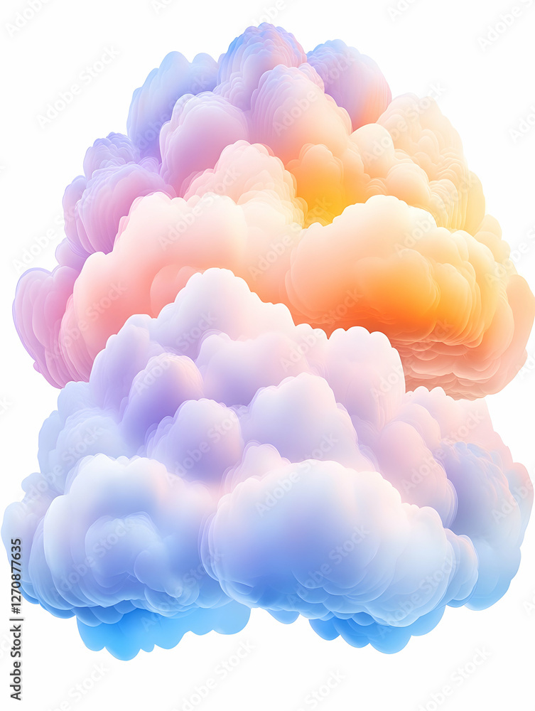 Poster multicolored fluffy clouds floating. background soft, abstract. use design