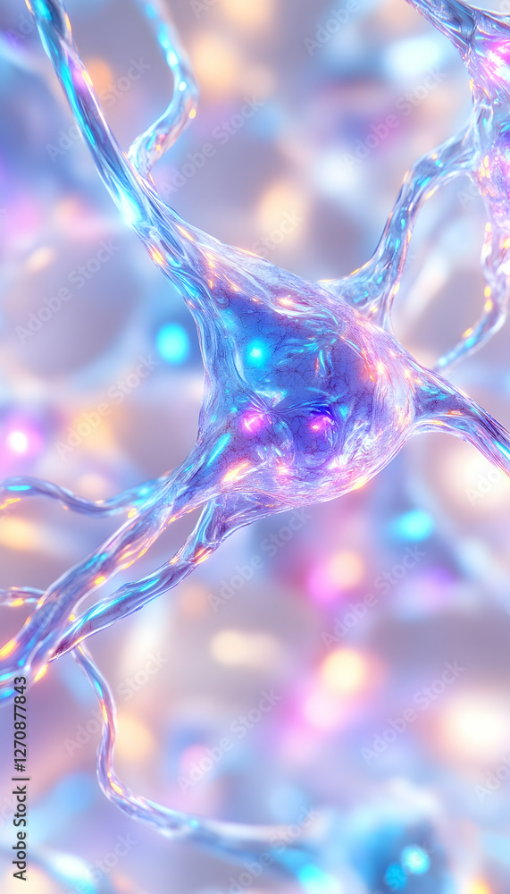 Aufkleber neural network illustration. brain neurons signal with glowing lights in background