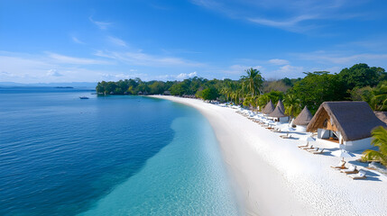 Aerial View Of Luxurious Tropical Beach Resort With Private Cabanas