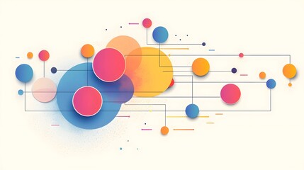 Abstract background with circles dots flowchart and simple lines for professional presentations