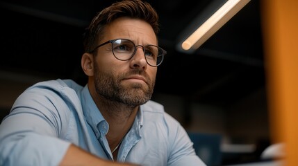 Fototapeta premium A confident professional reviewing investment plans, focused on long-term financial growth.