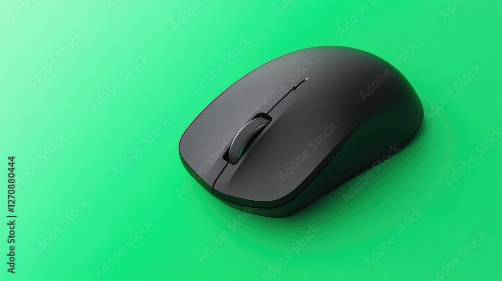 Poster ultra-fast response wireless mouse with a precision sensor, placed on a vibrant green background, re