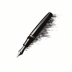 Elegant fountain pen illustration,  stylish writing tool, artistic pen image for design, marketing or stationery