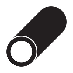 Steel pipe icon, metal round tube icon. Cylinder icon.