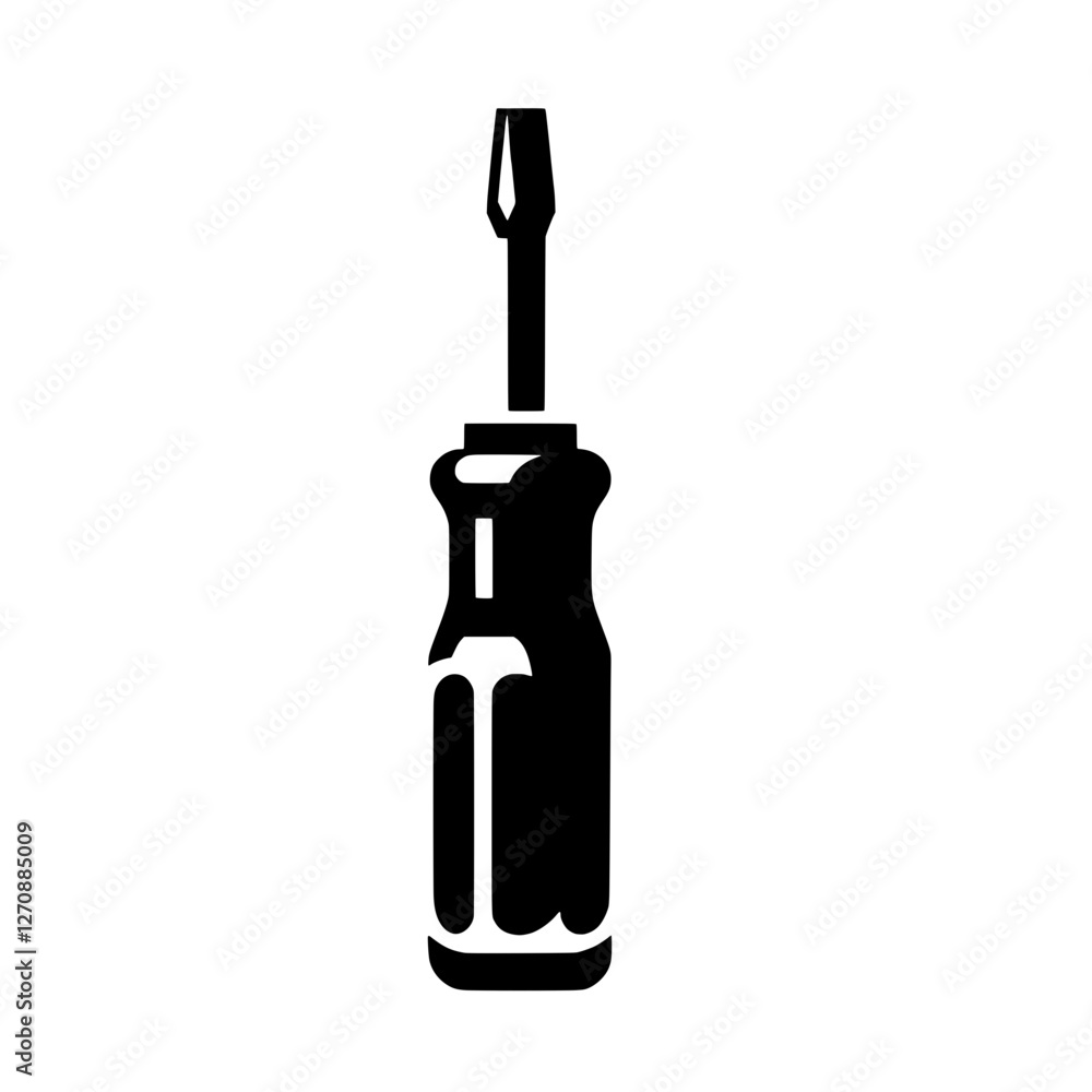 Poster precision in silhouette: a minimalistic image of a screwdriver, its sleek lines and defined shape ex