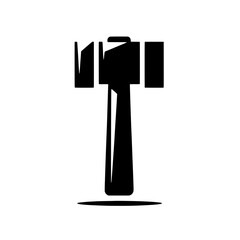 Powerful Hammer Silhouette: A bold, graphic silhouette of a traditional hammer, rendered in striking black and white, perfect for conveying strength, construction, or industrial themes.