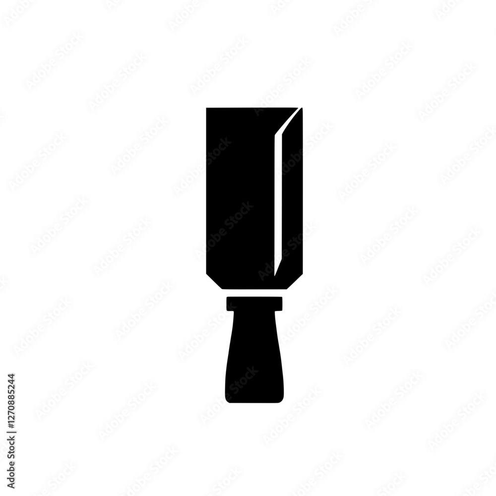 Aufkleber a precision tool: the image presents a highly stylized graphic of a chisel, the sleek black silhouet