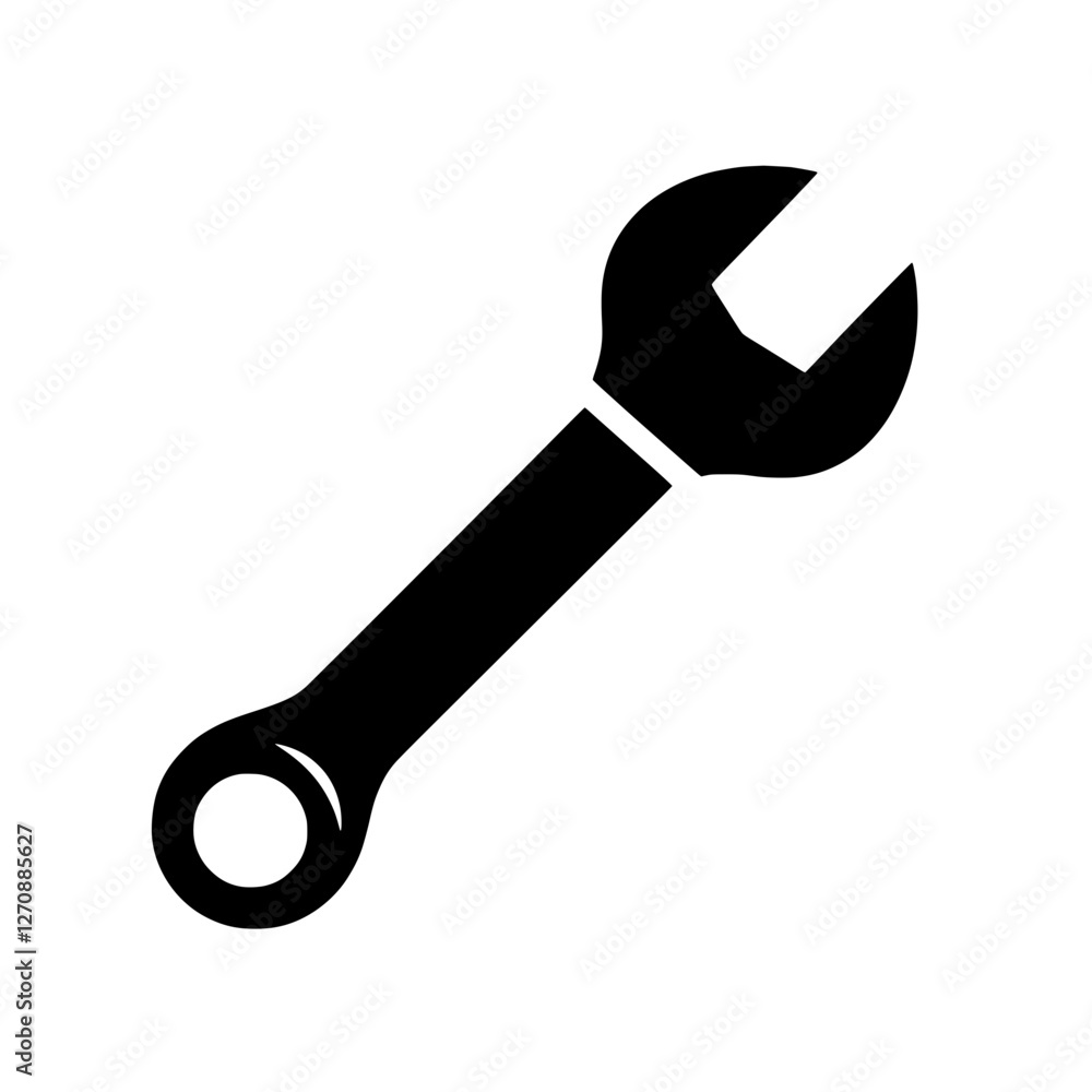 Aufkleber tool's silhouette: a minimalistic black and white illustration of a versatile tool with a distinct f