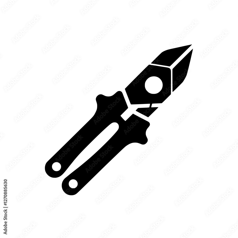 Poster precision grip: a detailed silhouette captures the sharp angles and robust design of a sturdy set of