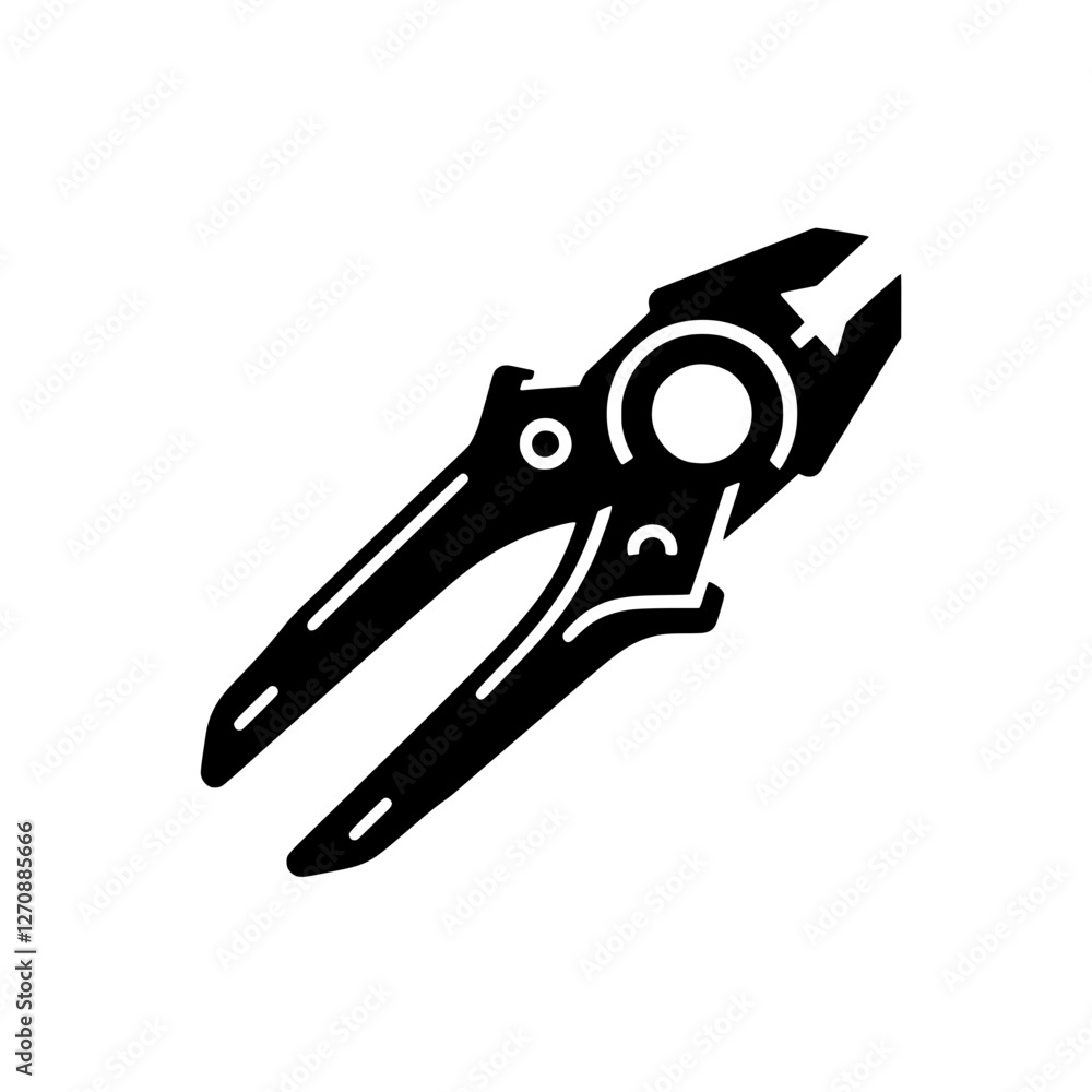 Aufkleber tool in silhouette: a bold silhouette of a versatile tool, capturing its functionality and robust de