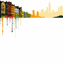Obraz premium abstract city skyline with row of old houses and blank area to insert text