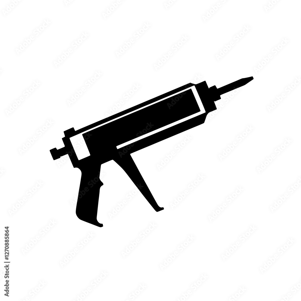Poster sealant gun icon: a sleek, silhouetted sealant gun, a symbol of precision and efficiency in construc