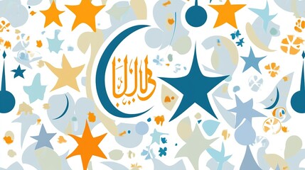 Festive Islamic crescent moon stars pattern design