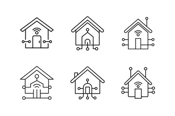 smart home hub line art vector illustration