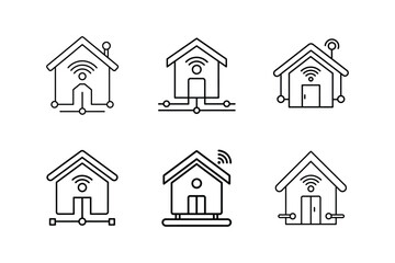 smart home hub icon line art vector illustration