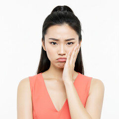 Fototapeta premium A gorgeous young woman with a high ponytail and flawless makeup