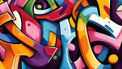 A seamless illustration of abstract and colorful graffiti
