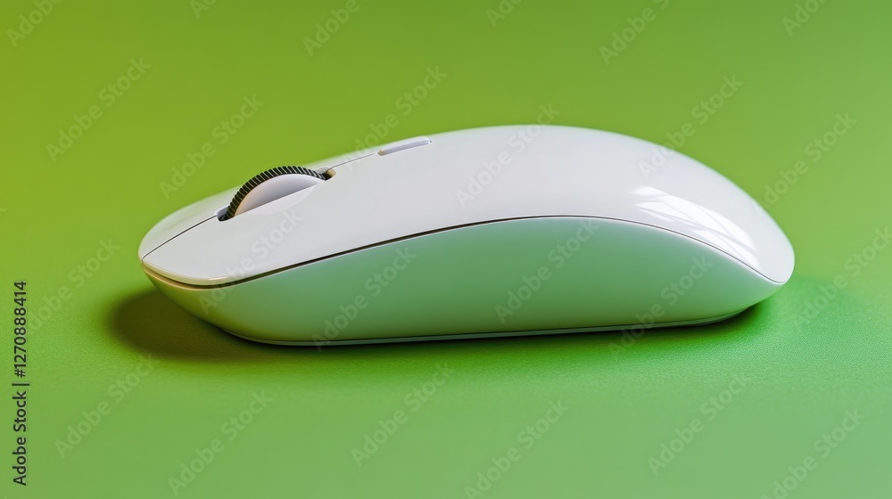 Aufkleber wireless mouse with a built-in rechargeable battery and fast charging, displayed on a green backdrop