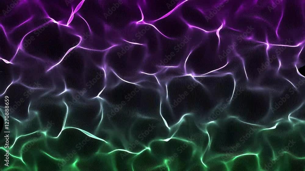 Poster abstract wave technology background. dots creates a mesmerizing digital wave pattern against a black