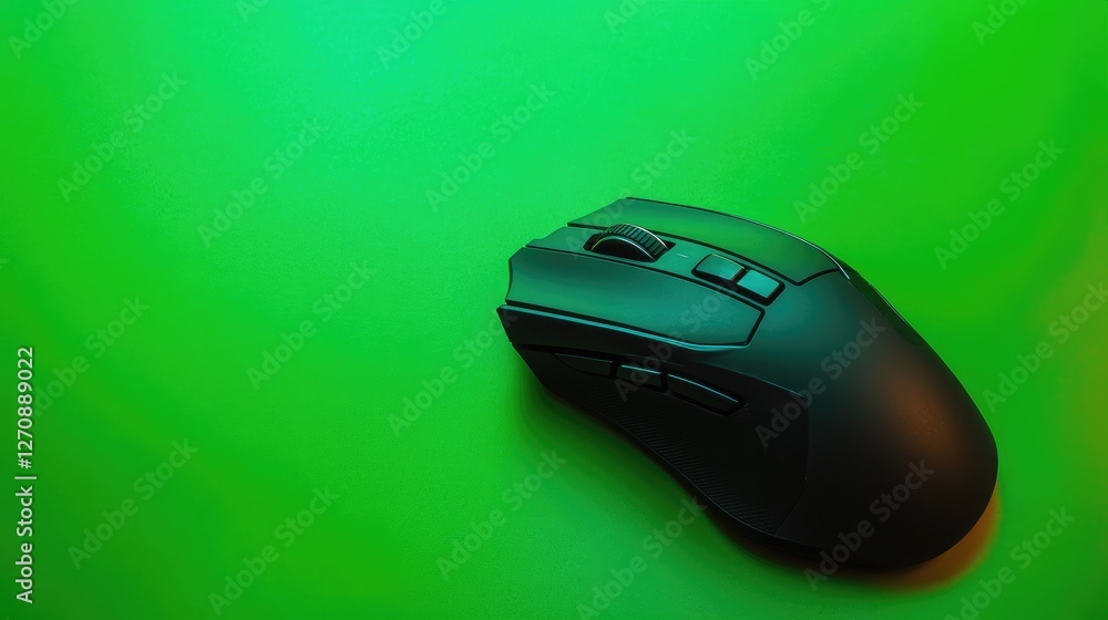 Poster wireless mouse with a dual connectivity feature for gaming and office use, placed on a green backgro