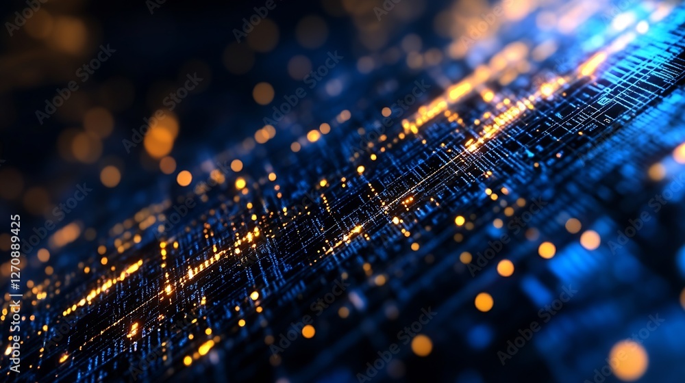 Fototapete mesmerizing abstract image of glowing light trails in blue tones with a datadriven theme : generativ
