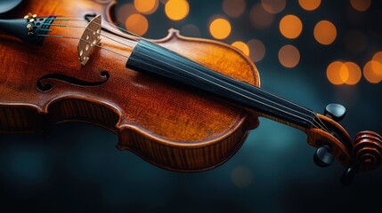 Fototapeta premium Close-Up of a Beautiful Violin with Soft Bokeh Background