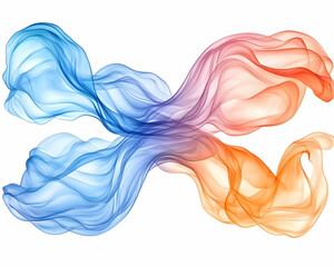 Fototapeta premium Swirling waves of blue and orange fabrics for backgrounds or web design projects