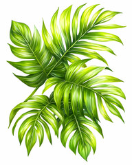 Tropical plant with lush green leaves, digitally rendered for botanical study