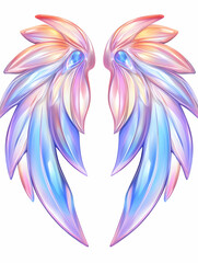 Naklejka premium Two iridescent wings on white background for fantasy, role-playing game design