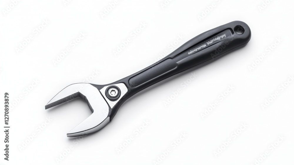 Poster adjustable wrench tool on white background perfect for manual work and diy projects in modern worksh