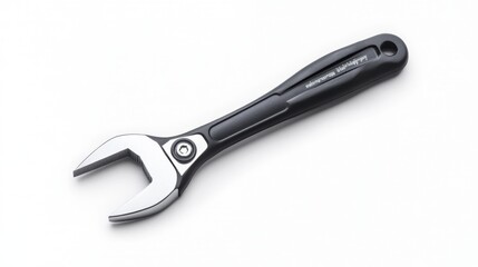 Obraz premium Adjustable Wrench Tool on White Background Perfect for Manual Work and DIY Projects in Modern Workshop
