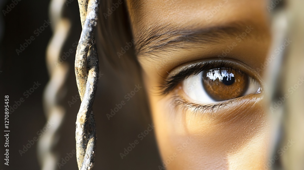 Poster closeup of a child's eye filled with curiosity and emotion reflecting a touching story behind : gene