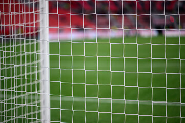 Soccer football net background. Football stadium.