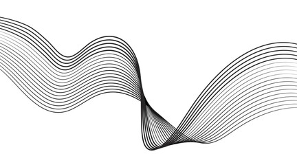 Abstract black lines wave curve motion on white background. Vector Illustration. Thin wavy line abstract background. Wavy line horizontal divider outline minimalist background.
