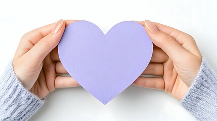 Fototapeta premium Woman's hands holding a heart on a white background, for Valentine’s Day card