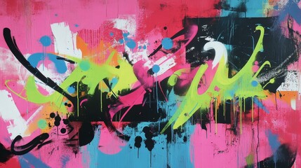 Vibrant Colorful Abstract Art, Modern Splash Paint, Bold Artistic Design, Bright Graffiti Style, Contemporary Urban Artwork