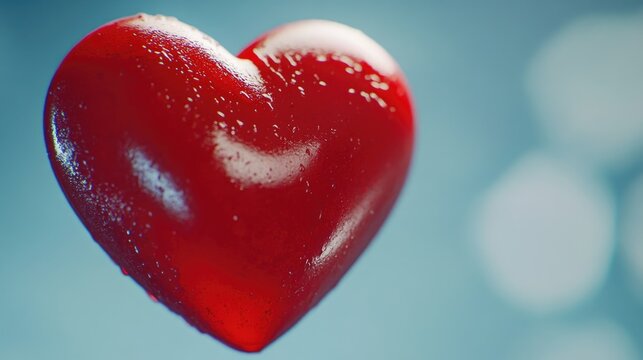 Vivid red heart with rain droplets on its surface, symbolizing love and endurance despite the challenges.