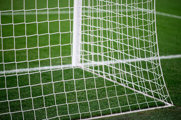 Soccer football net background. Football stadium.