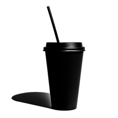 Isolated Black To-Go Cup with Lid and Straw