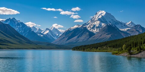 Fototapeta premium Tranquil Majesty: The Mystical Mountain Lake