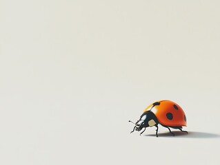 Naklejka premium Ladybug crawling on a light surface macro photography natural environment close-up view
