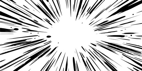 Abstract black and white vector background of comic book-style speed lines